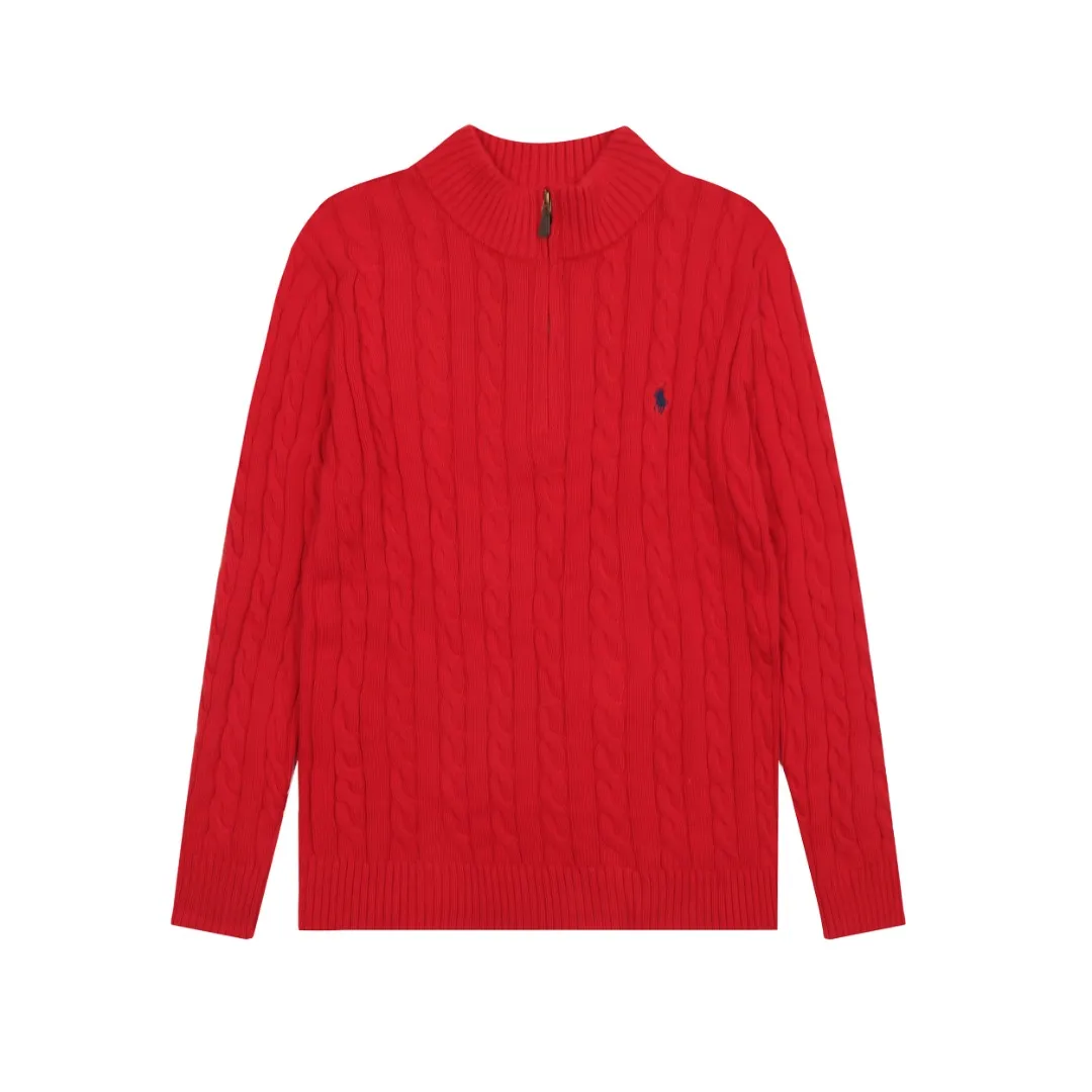 🅿️250 "Top quality" Style number: DS014# [Ralph Lauren half-zip solid color pony embroidered logo twist knitted sweater] ✅Ralph Lauren half-zip classic basic versatile unisex couple pullover sweater ✅Main supplier platform live broadcast Wholesale entity Replenish when out of stock Not removed from shelves ✅ZP quality 1:1 version Scan the code to enter the GF website Counter quality ✅Detailed quality The only one in Guangzhou Imported quality cotton yarn, focusing on high-end, cost-effective, good quality needless to say ✅The version is restored to the original order, the maximum size can be worn up to 200 pounds, loose, comfortable and stress-free ✅The upper body is simple and easy to match, ootd must-have style, good-looking clothes are never picky, a must-have wardrobe recommendation Size: S-XL Color: Navy blue, off-white, black, gray, khaki, light blue, yellow, pink, olive green, Chinese red